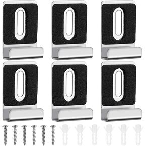 6 Pcs Metal Mirror Holders Kit, Heavy Duty Mirror Mounting Clips with Screw Mirror Clips for Wall Mounting Frameless Mirror Billboard Displays