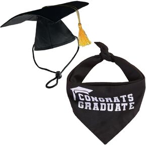 Graduation Cap and Bandana Set for Dog Cat Pet Party Accessories