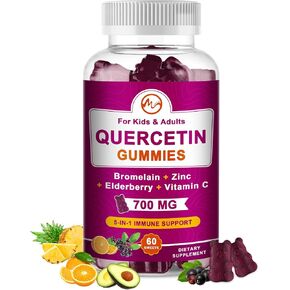 (2 Pack) Quercetin Gummies with Bromelain, Elderberry, Zinc and Vitamin C - Chewable Quercetin 1000 mg Supplement for Immunity, Cardiovascular, Allergy, Aging Support - Vegan Gummies for Adult & Kid