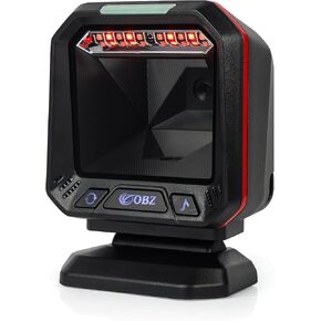 OBZ 1D 2D Desktop Barcode Scanner, Omnidirectional USB Hands-Free Barcode Scanner, 1D 2D PDF417 Bar Code Reader with Automatically Scanning for Retail Store, Supermarket, Warehouse, Library