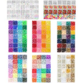Pizooro Clay Beads 3 Boxes Bracelet Making Kit and 84 Colors Pony Beads Bracelet Making Kit, 3700 Pcs Kandi Beads for Friendship Bracelets Making with Letter Beads