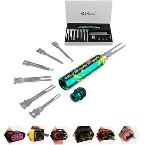 JRready ST5346 Automotive Pin Extractor Tool Kit with 7PCS Replacement Tips Upgraded Pin Removal Tools for Deutsch AMP Delphi Bosch Connectors, Professional Auto Repair Terminal Release Tool Kit