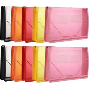 10 PCS A4 Plastic Explising File Folder مع Flap and Cord Closure 2.8 Inch قابلة للتوسيع ، منظم مجلد المجلد