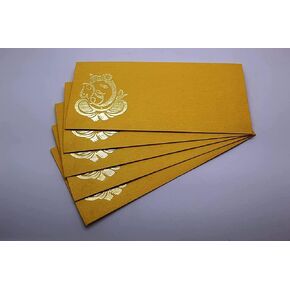 Premium Golden Ganpati design 25 Pcs Designer Money gift Envelope, Shagun Lifafa-Yellow