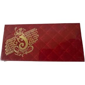 Designer 25 PCS Ganpati و Shree Ganeshay Namah Print Premium Money Gife ، مظاريف المال للهدايا النقدية للذكرى السنوية ، ديوالي أو حفل زفاف ومشاركة (أحمر)