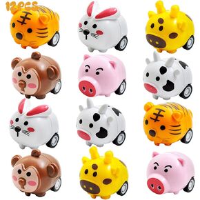 12 عبوة للحيوانات السيرات ، لعبة Mini Animal Pull Back for Boys Girls Hids Birthday Gift Goodie Bag Stuffers ، Easter Party Forme Supplies Classroom Supplies