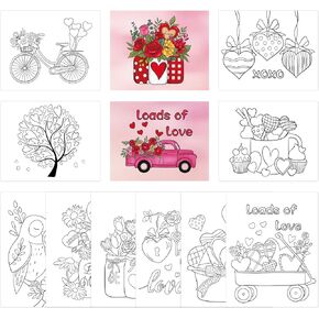 36pcs 8 × 10 بوصات صفحات تلوين عيد الحب للأطفال ، بلون بكميا
