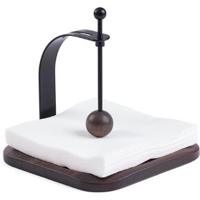 Walnut Napkin Holder for Table Wood Square Napkin Dispenser with Metal Cocktail Napkin Holder, Suitable for Kitchen, Restaurant, Bar, Office, Parties, Home Décor (Black Walnut Wood)