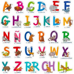 WhatSign Spanish Animal Alphabet Cutouts ABC Letters for Classroom 30Pcs Wall Alphabet Cards Alphabet Wall Decals Bulletin Board Letters for Classroom Decorations Back to School Teacher Supplies