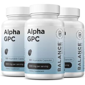 Alpha GPC Choline Supplement 600mg – 120 Vegetable Capsules - Advanced Memory Formula, Nootropics Brain Support Supplement - Non-GMO and Gluten Free Pills by Balance Breens