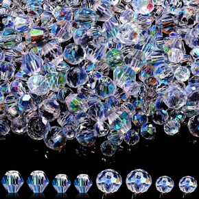 Sureio 1000 pcs حبات البلورة للمجوهرات التي تصنع حبات Suncatcher ذات الأوجه ذات برايوليت سائبة لبراقة للأساور الشفافة قلادة قرطية دقة DIY CHIMES
