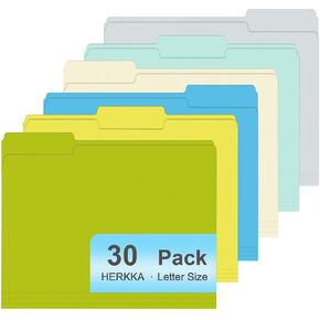 مجلد الملف ، Herkka 30 Pack 1/3 Cut Tab File ، حجم الحروف ، 6 ألوان متنوعة ، مجلدات ملفات ملونة مصممة لاستخدام المكتب والفصول الدراسية