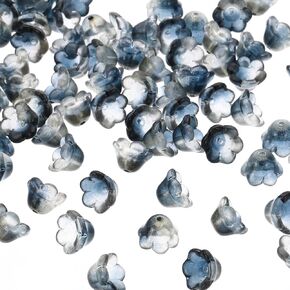 PATIKIL Glass Trumpet Flower Beads, 100 Pcs Gradient Flower Bead Charm for Jewelry Making DIY Craft, Bracelets, Earrings, Necklaces Decorations, White