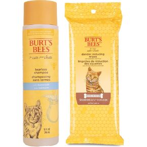 حزمة Burt's Bees for Pets Cat Care: شامبو هريرة بدون دمع مع اللبن ، ومساواة CAT التي تقلل من DANDER ، و 50CT ، المكونات المشتقة بشكل طبيعي