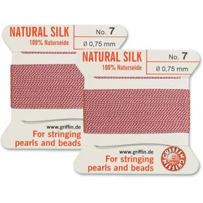 2 PCS Griffin Natural Silk Cord Beading Thread and Needle Size 7