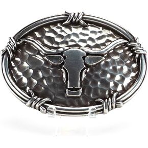 Ariat mens Oval Steer Head Buckle Belt, Silver, One Size