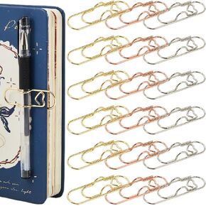 1 صندوق 18pcs 3 ألوان مقطع قلم قلب مقاطع قلم رصاص معدني متعدد الوظائف الذهب الذهب الفضة الفولاذ الفولاذ من الورق المحمول حامل الحجم الكبير لمكتب دفتر دفتر مجلة المكتب الإكسسوارات المدرسية