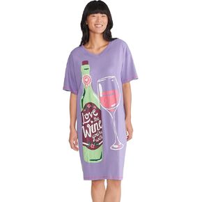 Little Blue House By Hatley Women's Happy Hour Sleepshirts, Love The Wine You're with, One Size
