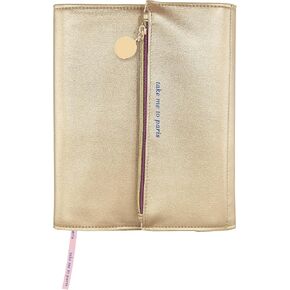 Graphique Clutch Journal, But First, Fashion -6.25" x 8", 160 Lined Pages -Cute Portable Notebook with Vegan Leather Clutch Cover -Includes Zipper Pouch, 3 Card Pockets, Pen Holder, and Ribbon Marker
