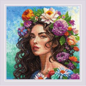 RIOLIS - Floral Muse 2254, Floral Cross Stitch Kits 11¾" x 11¾", Cross Stitch Kits for Beginners & Advanced, Crossstitching Kits Adult, Counted Stitching Kits, Flowers Embroidery Kit