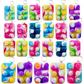 Bulk Mini Pop Fidget Key Chains，Birthday Party Favors Supplies and Student Prizes Gifts 24 Packs