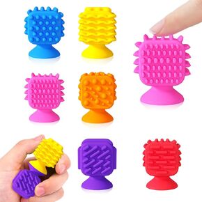 Sensory Fidget Toys 6-Pack - Textured Silicone for Anxiety & Autism Relief, Portable Stress Relief for Kids & Adults with Suction Cup Design