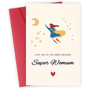 Funny Mothers Day Card for Cat Mom from Child with Envelope, Cute Mother's Day Card Gift from Cat Pets Son Daughter, Gifts for Cat Lovers