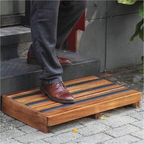 Acacia Wooden Step Stool with Non-Slip Surface, 3.5" High Half One Step Stools, Stepping Platform for Adults & Elderly, Bed Steps for High Beds/Entrance/Stairs/Bedside/Bathroom
