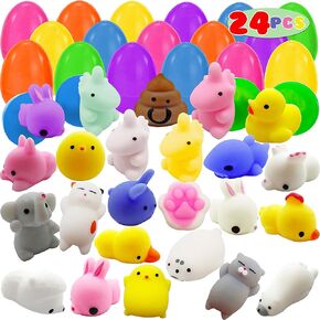 36 PCS Easter Prected Eggs مع Mochi Squishy Toys ، Kawaii Leveliver Squishy Toy for Easter Egg Hunt ، Kids Party Tavor ، حشو السلة ، الزخرفة ، لوازم جائزة الفصل الدراسي