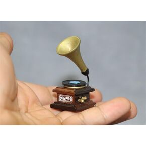 Airads Dollhouse -(Lot 2) 1:12 Dollhouse Miniature Side Stand and Phonograph ، Gramophone Old Style (1 phonograph only)