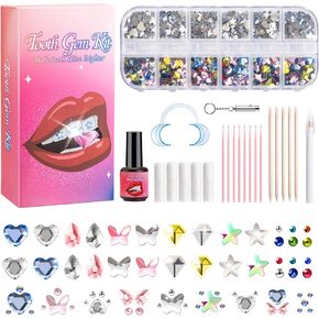 Noverlife 330pcs مجموعة جواهر الأسنان للأسنان ، بلورات الأسنان الفائقة ، جواهر مجوهرات الأسنان للنساء ، مجموعة جوهرة الأسنان المنزلية المحترفة للبداية ، جواهر أسنان الأزياء ، آمنة وسهلة التطبيق