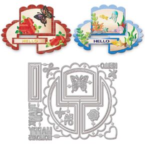 Globleland 3D Frame Card Card Frame Diays Metal Butterflies Flowers Flame Cut Vies Dies Dies Diays للبطاقات التي تصنع DIY Decording Decoring زخرفة العطلة