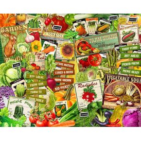 Springbok Eat Your Veggies 1000 قطعة بانوراما للبالغين - قم بتجميع هذه الكولاج المستوحى من هذه الحديقة من قبل الفنان - قطع فريدة من نوعها