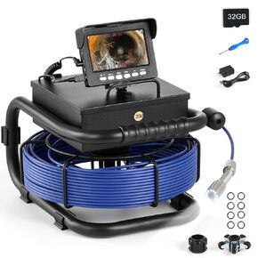 ZELCAN Self-Leveling Sewer Camera with Locator, Sewer Inspection Camera with 98 ft. Cable & Digital Length Counter, Drain Pipe Camera with 7 in. Screen 12 LED Lights, Rechargeable Plumbing Camera