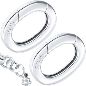 4pcs 925 Clasps الفضة الاسترليني ، 10 × 7 ملم قلادة بيضاوية صغيرة مُصمّمة ، قفل مقطع مقطع ، موصل خاتم الزفاف للنساء ، صنع المجوهرات