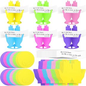 36 Sets Crafts Easter Devotional He Is Risen Punch-out Paper Bible Craft Kit Cross Round Bases and Bible Cards Religious Hand Table Decorations for Children's School Projects, Home & Church Events