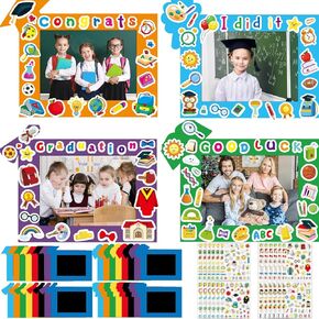 شملت Julbear Graduation Picture Picture Craft Kits ، 56pcs الحرف التخرج ، 32 حزمة إطار صور الورق DIY و 24 ورقة ملصقات التخرج تفضل