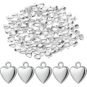 150Pcs Heart Charms for Jewelry Making, Mini Silver Charm Pendants Tiny Love Heart Metal Charm Bulk for DIY Necklaces Bracelets Earrings Crafts Supplies