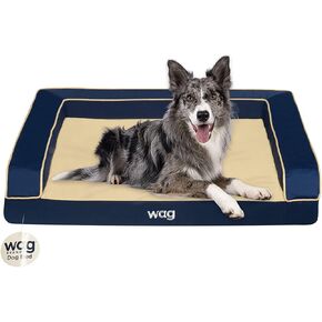 WAG Premium Pet Dog Bed | بناء الطبقة متعددة مع هلام طاقة التبريد والضغط على النحاس | غطاء قابلة للغسل وبطانة مقاومة للماء | متوسط ​​، المحيط الأزرق ، البحرية