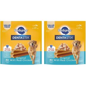 نسب Dentastix الكلب الكلب الكلب يعامل عظام الأسنان النكهة الأصلية ، 2.08 رطل.