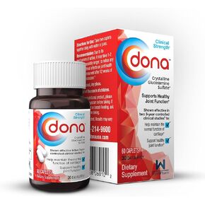 DONA Crystalline Glucosamine Sulfate, 750 Mg, Joint Supplement Pills for Knee Comfort & Joint Health Support, 750 Mg, 60 Count (2 Pack)