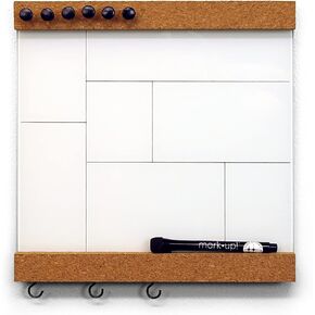 Three by Three Seattle 36 x 24 Inch Glassencorque Blank Dry-Erase & Cork Board with Markers, Push Pins, and Magnets for Memos, Photos, Lists, and More in Office, Home, or School Décor