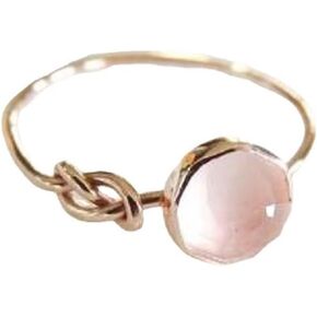 Lzz Fashion Lady Opal Ring Pink Moonstone 18k Rose Gold Ring Round Round Single Stone Ring Ring Size 6-10 (US Code 7)