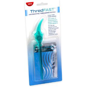 Interdental Threading System with Threadable Proxy Brush Inserts, for Flossing Under Bridges, Implants, Orthodontic Wires and Other Hard-to-Reach Places in The Mouth 2 Pack