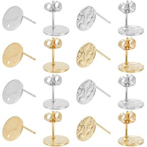 8pcs 4 Styles Flat Round Round Stud Encerings 201
