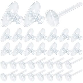 200pcs Plastic Earring Posts Clear Ear Pins Studs and 200pcs Silicone Flying Saucer Shape Earring Backs Stoppers Invisible Earrings for DIY Jewelry Making Supplies