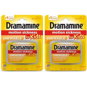 Dramamine Motion Sickness Relief for Kids, Grape Flavor,8 Count (Pack of 2)
