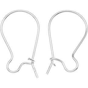 Beadaholique SS/124 Sterling Earring Hooks Kidney Wires, 21-Gauge, Silver, Pair of 5