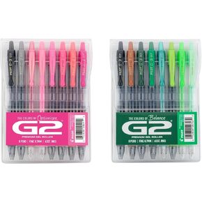 Pilot G2 Boost Premium Gel Roller Pens Bundle: Balance & Positivity 8-Pack Pouches – Assorted Colors, Fine Point (0.7 mm)