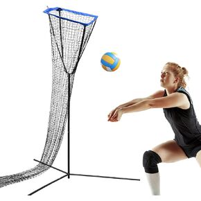 Volleyball Setter Trainer Net with Carrying Bag, Adjustable Height & Angle, Volleyball Setter Training Equipment with Sturdy Footed Base for Serving, Spiking and Setting Training
